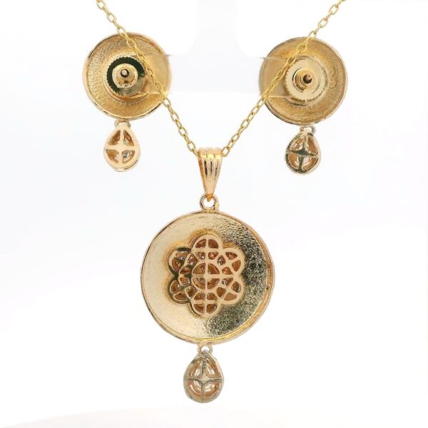 Gehna Jaipur Moissanite Polki Studded With Red Enamel Work Pendant & Earring Set For Girls & Women FP-1247 - Image 4