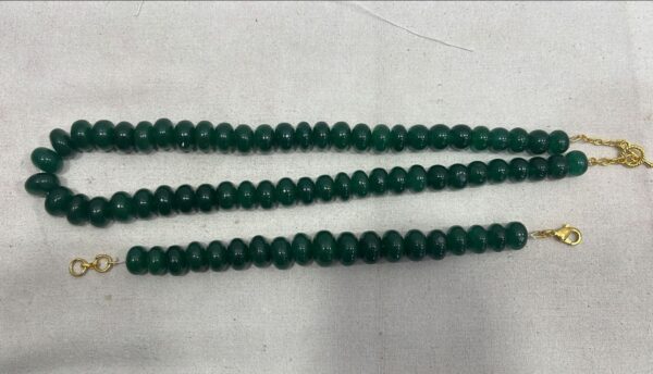 18-19″ Inches Long Emerald 10-13 MM Cabochon Beads Necklace & Bracelet