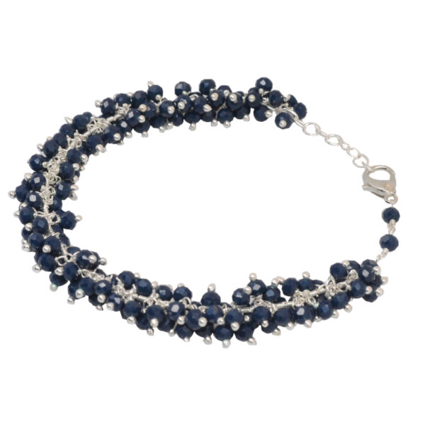 Gehna Jaipur Blue Sapphire Zircon Beads Bracelet Silver Plating Fish Lock  For Girls & Women CB-1001