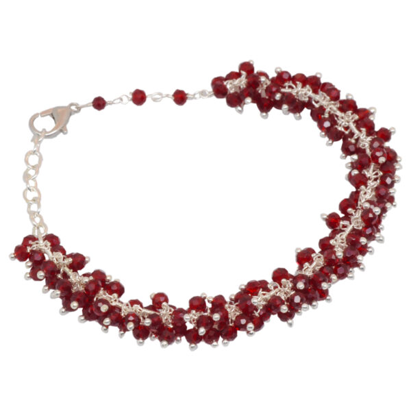 Gehna Jaipur Ruby Zircon Beads Bracelet In Silver Plating With Silver Clasp  For Girls & Women CB-1002