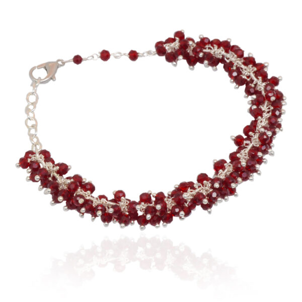 Gehna Jaipur Ruby Zircon Beads Bracelet In Silver Plating With Silver Clasp  For Girls & Women CB-1002
