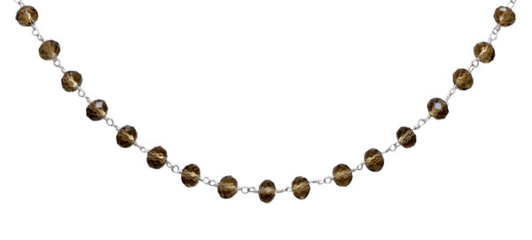 Gehna Jaipur 18″ Inches Smokey Color Zirconia Faceted Beads Silver Rhodium Plating For Girls & Women CC-1003