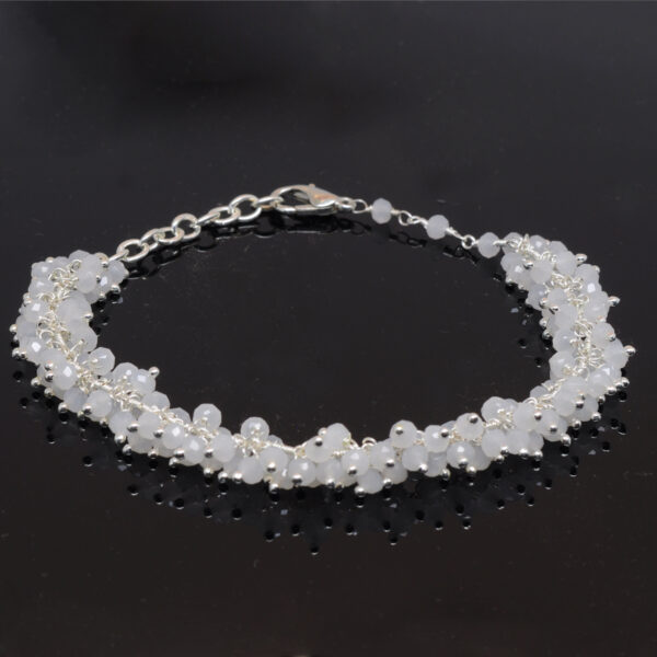Gehna Jaipur White Moonstone Zircon Beads Bracelet In Silver With Clasp  For Girls & Women CB-1003