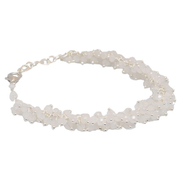 Gehna Jaipur White Moonstone Zircon Beads Bracelet In Silver With Clasp  For Girls & Women CB-1003