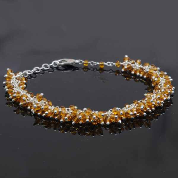 Gehna Jaipur Citrine Zircon Beads Bracelet In Silver With Clasp  For Girls & Women CB-1004