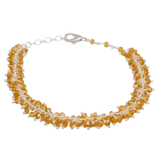 Gehna Jaipur Citrine Zircon Beads Bracelet In Silver With Clasp  For Girls & Women CB-1004