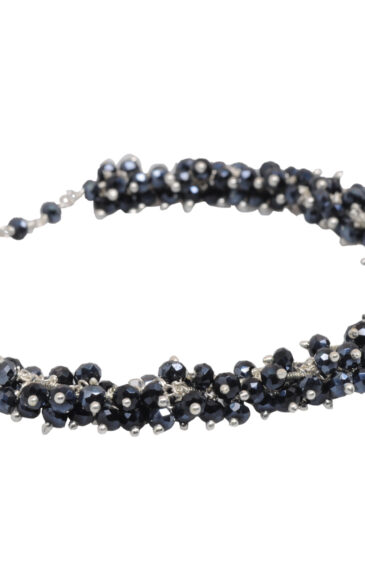 Gehna Jaipur Black Pyrite Zircon Beads Bracelet In Silver With Clasp  For Girls & Women CB-1005
