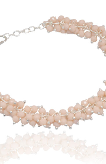 Gehna Jaipur Pink Opal Zircon Beads Bracelet In Silver With Fish Clasp  For Girls & Women CB-1007