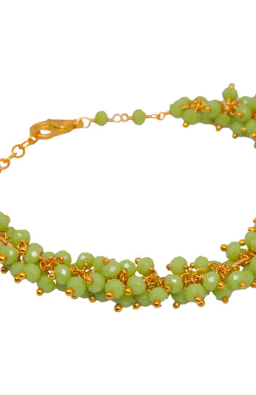Gehna Jaipur Pearl & Ruby Zircon Beads Bracelet In Silver With Fish Clasp  For Girls & Women CB-1008