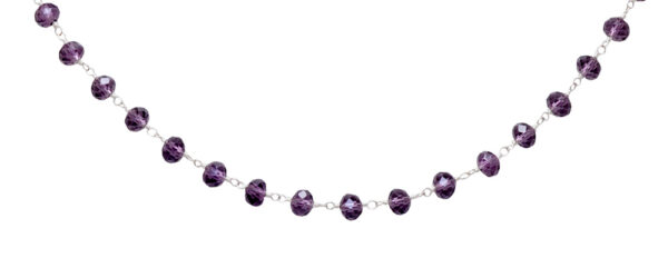 Gehna Jaipur Amethyst Color Zirconia Beads Silver Rhodium Plated Rosary Chain For Girls & Women CC-1010