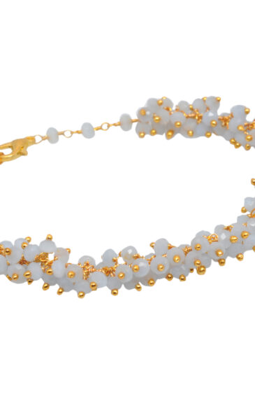 Gehna Jaipur Aquamarine Zircon Beads Bracelet In Silver With Fish Clasp  For Girls & Women CB-1011
