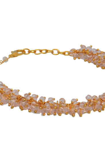 Gehna Jaipur Pink Kunzite Zircon Beads Bracelet In Silver With Fish Clasp  For Girls & Women CB-1015