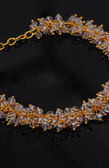 Gehna Jaipur Pink Kunzite Zircon Beads Bracelet In Silver With Fish Clasp  For Girls & Women CB-1015