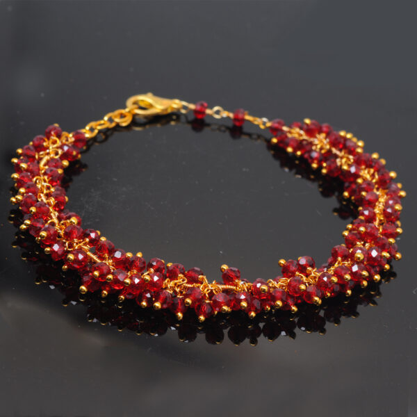 Gehna Jaipur Ruby Zircon Beads Bracelet In Silver With Fish Clasp  For Girls & Women CB-1017