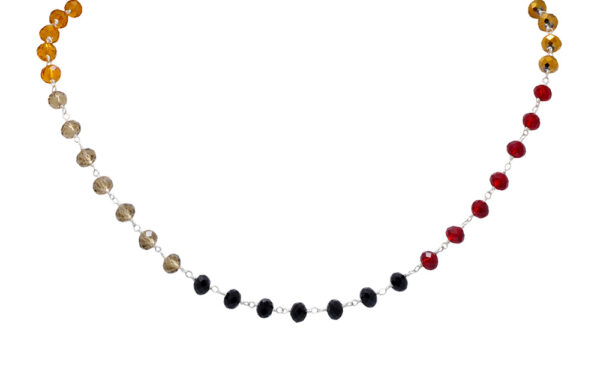 Gehna Jaipur Ruby, Citrine, Spinel, Blue Topaz Color Zirconia  Beads Rosary Chain For Girls & Women CC-1019