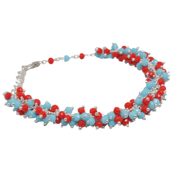 Gehna Jaipur Multi Jasper Zircon Beads Bracelet In Silver With Fish Clasp  For Girls & Women CB-1021