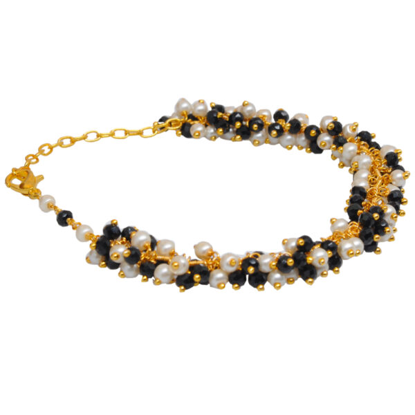 Gehna Jaipur Pearl & Spinel Zircon Beads Bracelet In Silver With Fish Clasp  For Girls & Women CB-1025