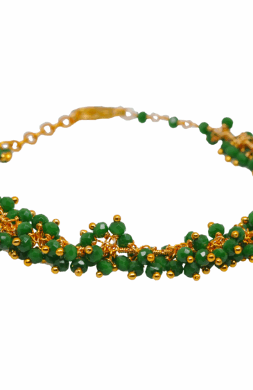 Gehna Jaipur Emerald Green Zircon Beads Bracelet In Silver With Fish Clasp  For Girls & Women CB-1029