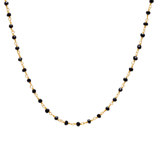 Gehna Jaipur Black Spinel Stone Color Zirconia Faceted Beads Rosary Chain For Girls & Women CC-1029