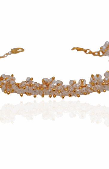 Gehna Jaipur Rock-Crystal Zircon Beads Bracelet In Silver With Fish Clasp  For Girls & Women CB-1030
