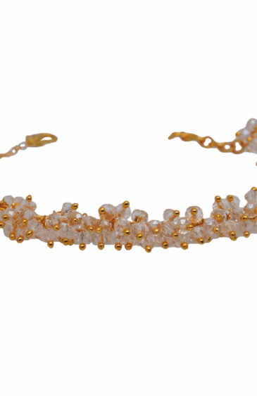 Gehna Jaipur Rock-Crystal Zircon Beads Bracelet In Silver With Fish Clasp  For Girls & Women CB-1030