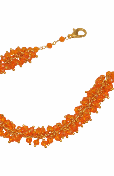 Gehna Jaipur Mandarin Zircon Beads Bracelet In Silver With Fish Clasp  For Girls & Women CB-1031