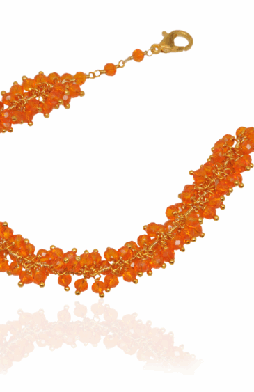 Gehna Jaipur Mandarin Zircon Beads Bracelet In Silver With Fish Clasp  For Girls & Women CB-1031
