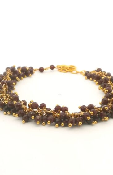 Gehna Jaipur Ruby Red Zircon Beads Bracelet In Silver With Fish Clasp  For Girls & Women CB-1033