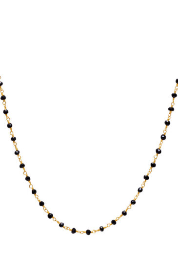 Gehna Jaipur Black Spinel Stone Color Zirconia Faceted Beads Rosary Chain For Girls & Women CC-1035