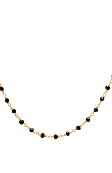 Gehna Jaipur Black Spinel Stone Color Zirconia Faceted Beads Rosary Chain For Girls & Women CC-1035