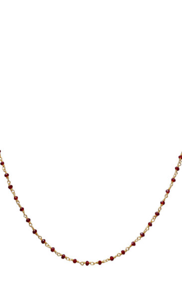 Gehna Jaipur Red Garnet Stone Color Zirconia Faceted Beads Rosary Chain For Girls & Women CC-1036