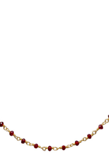 Gehna Jaipur Red Garnet Stone Color Zirconia Faceted Beads Rosary Chain For Girls & Women CC-1036