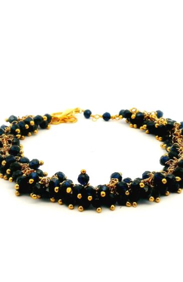 Gehna Jaipur Blue Sapphire Zircon Beads Bracelet In Silver With Fish Clasp  For Girls & Women CB-1037