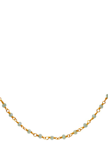 Gehna Jaipur Green Chalcedony Color Zirconia Faceted Beads Rosary Chain For Girls & Women CC-1037