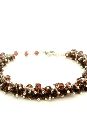Gehna Jaipur Pink Spinel Zircon Beads Bracelet In Silver With Fish Clasp  For Girls & Women CB-1038