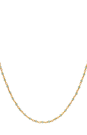 Gehna Jaipur Green Chalcedony Color Zirconia Faceted Beads Rosary Chain For Girls & Women CC-1038