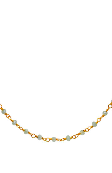 Gehna Jaipur Green Chalcedony Color Zirconia Faceted Beads Rosary Chain For Girls & Women CC-1038