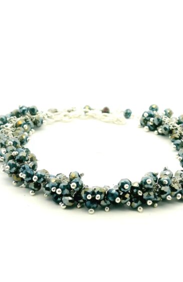 Gehna Jaipur Grey Pyrite Zircon Beads Bracelet In Silver With Fish Clasp  For Girls & Women CB-1039