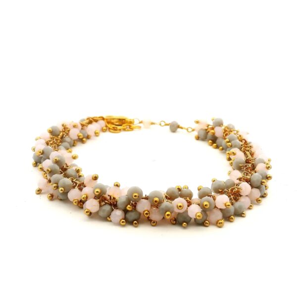 Gehna Jaipur Pink & Blue Zircon Beads Bracelet In Silver With Fish Clasp  For Girls & Women CB-1044