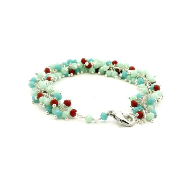 Gehna Jaipur Jasper Turquoise & Chalcedony Zircon Beads Bracelet In Silver  For Girls & Women CB-1045