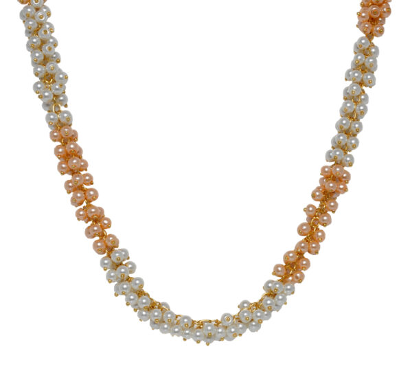 Gehna Jaipur Rose Gold & White Pearls Zirconia Necklace Set Gold Rhodium Plating For Girls & Women CC-1045
