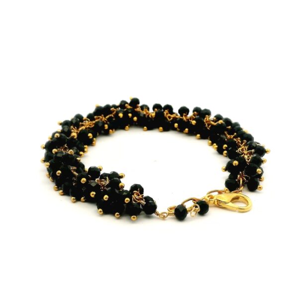 Gehna Jaipur Black Spinel Zircon Beads Bracelet In Silver With Fish Clasp  For Girls & Women CB-1046