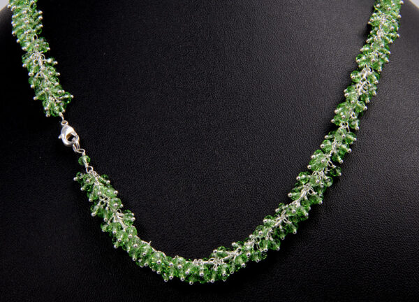 Gehna Jaipur Peridot Color Zirconia Beads Necklace Set Silver Rhodium Plating For Girls & Women CC-1046