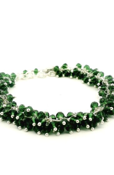 Gehna Jaipur Green Tourmaline Zircon Beads Bracelet In Silver   For Girls & Women CB-1048