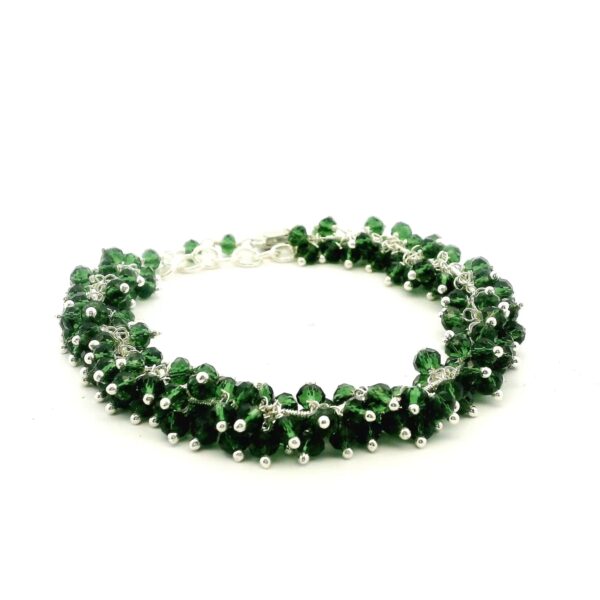 Gehna Jaipur Green Tourmaline Zircon Beads Bracelet In Silver   For Girls & Women CB-1048