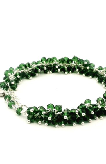 Gehna Jaipur Green Tourmaline Zircon Beads Bracelet In Silver   For Girls & Women CB-1048