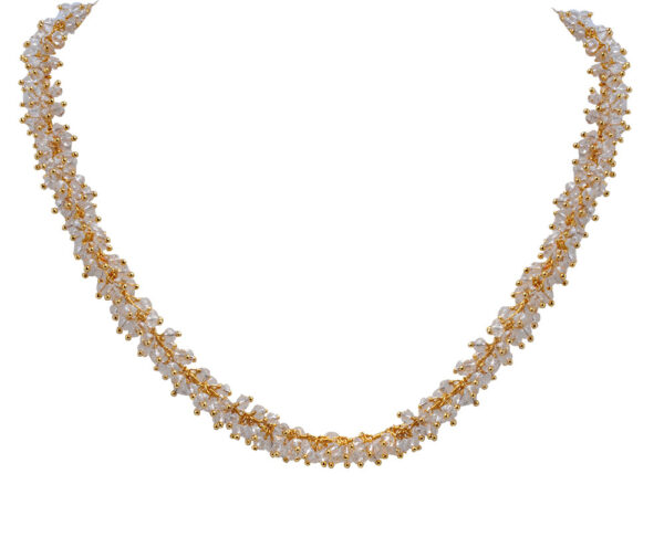 Gehna Jaipur Zirconia Faceted Beads Necklace Set Gold Rhodium Plating For Girls & Women CC-1048