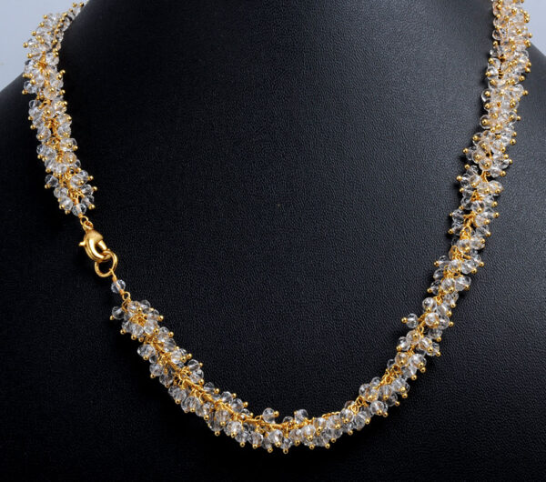 Gehna Jaipur Zirconia Faceted Beads Necklace Set Gold Rhodium Plating For Girls & Women CC-1048