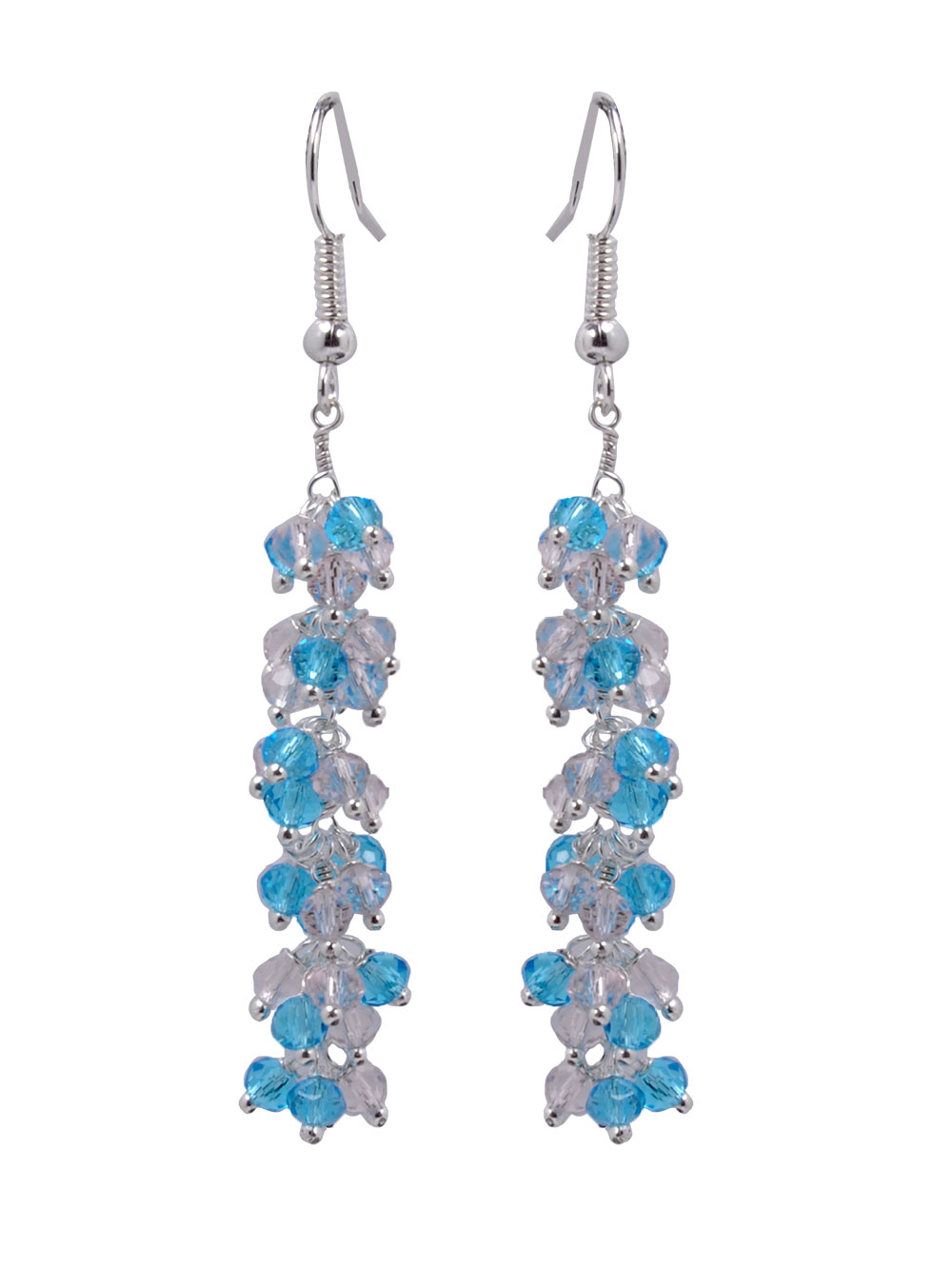 Gehna Jaipur Blue Topaz & Zirconia Beads Necklace Set Silver Rhodium Plating For Girls & Women CC-1049 - Image 3