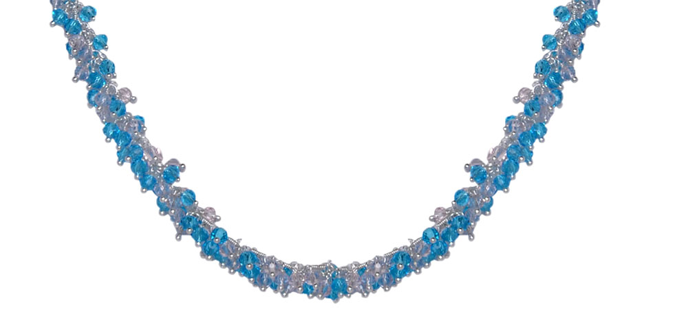 Gehna Jaipur Blue Topaz & Zirconia Beads Necklace Set Silver Rhodium Plating For Girls & Women CC-1049 - Image 4
